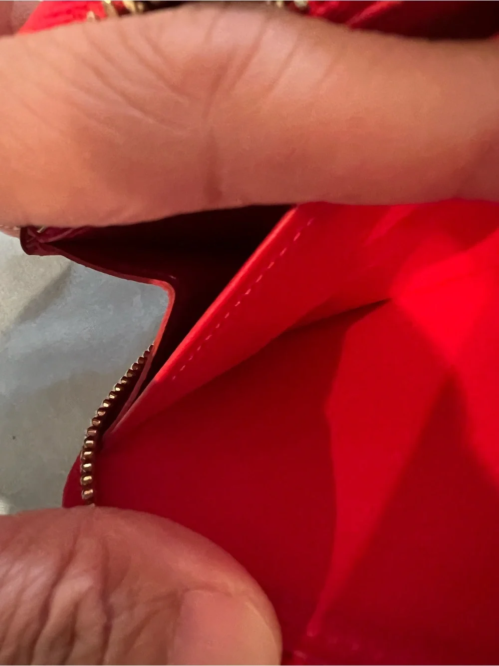 Louis Vuitton Red Vernis Embossed Zip Wallet with Gold Hardware
